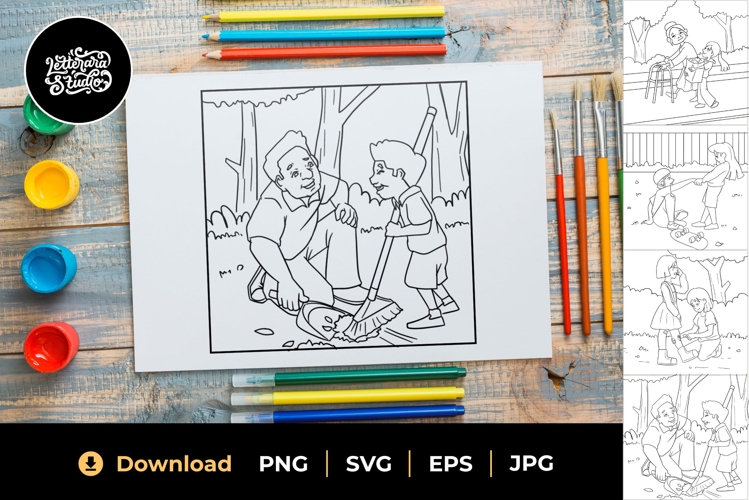 Sharing and Caring Coloring Page 04