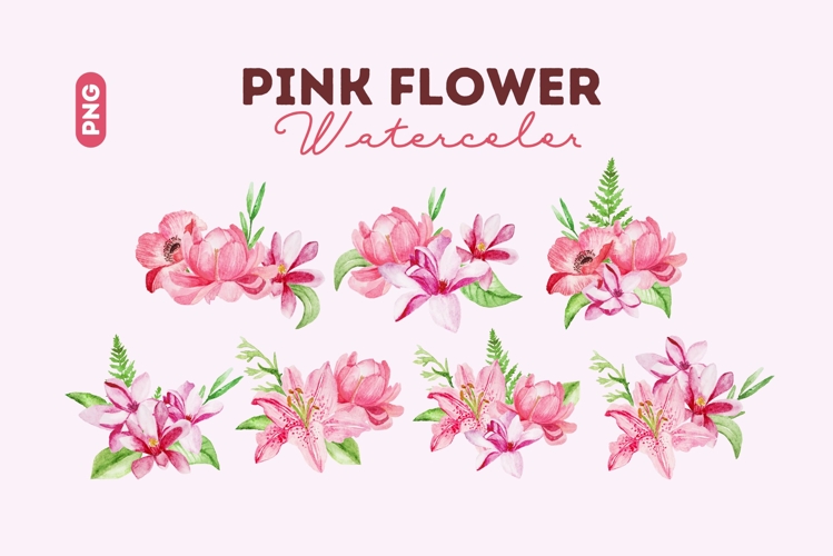 Pink Flower Watercolor Clipart