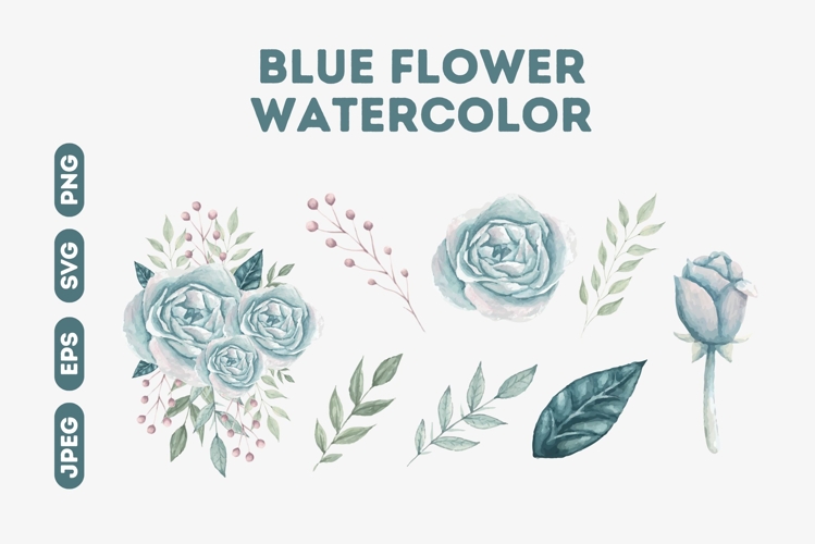 Watercolor Blue Rose Illustrations