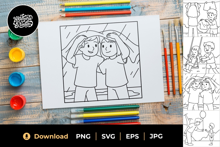 Helping Friends Coloring Sheets