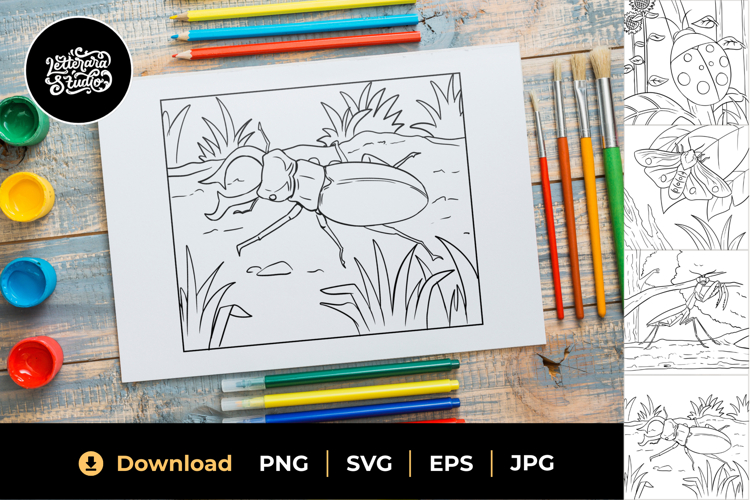 Insect Coloring Book Page Part 02