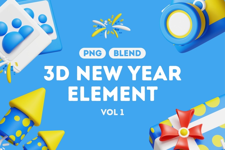 3D New Year Party Icons Vol 1