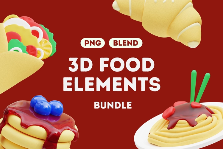 Cartoon 3D Food Set