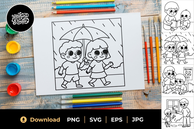 Helping Others Coloring Book for Kids