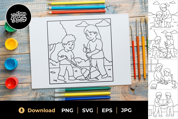 Sharing and Caring Coloring Page 01