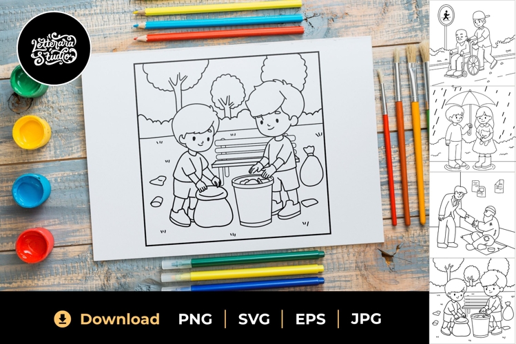 Helping Friends Coloring Sheet 01