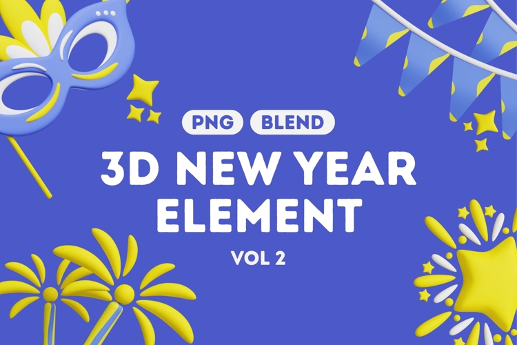 3D New Year Party Icons Vol 2