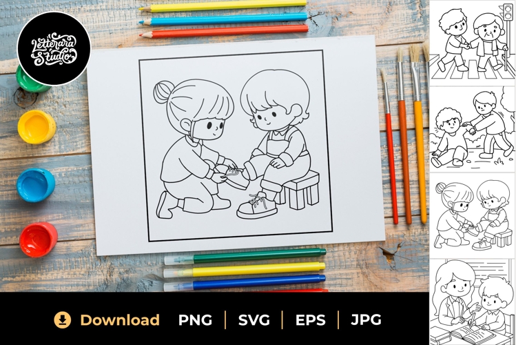 Helping Friends Coloring Sheet 02