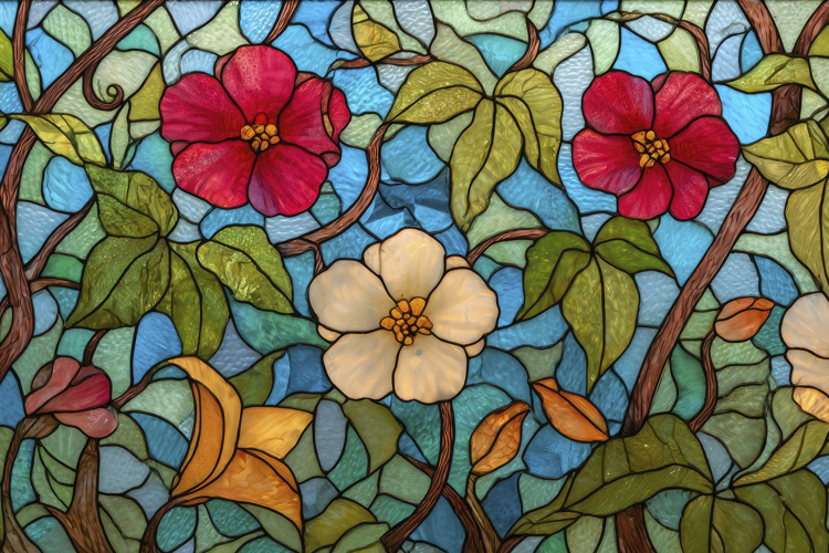Decorative Stained Glass Flower Pattern Background Wallpaper