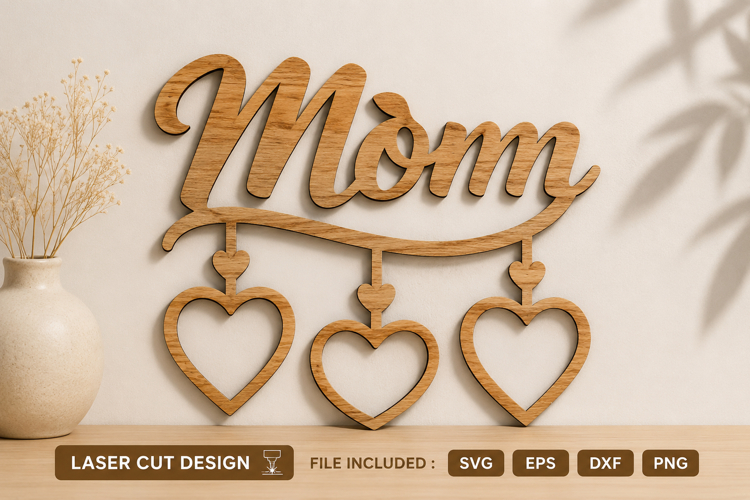 Mom Hanging Hearts SVG