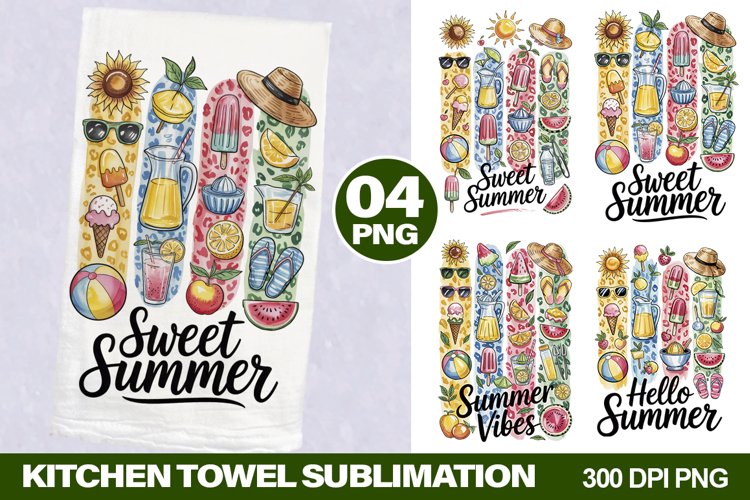 Summer Kitchen Towel Design - Summer Sublimation PNG
