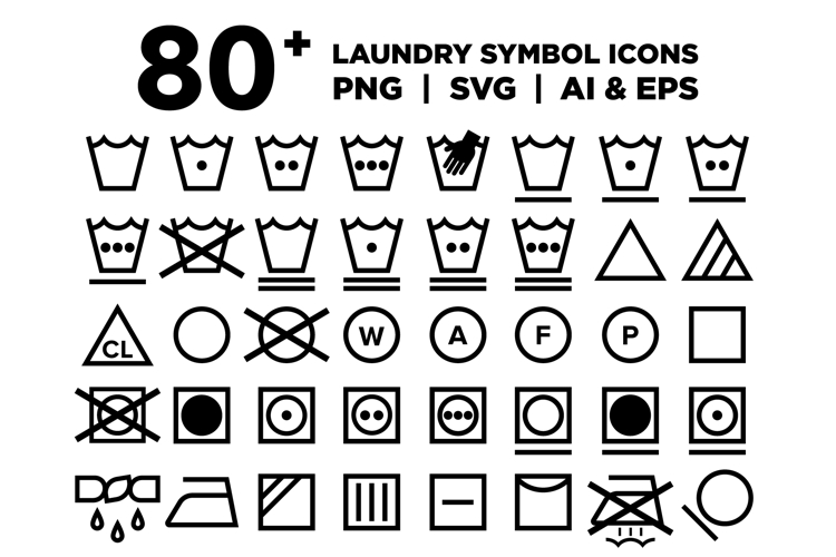 Laundry Care Symbol Icons Set