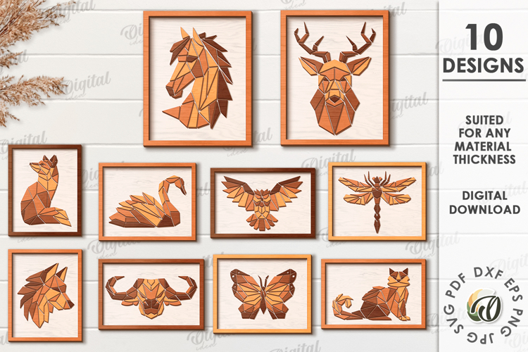 Nature wall art decors Bundle Laser Cut. Wall decor SVG