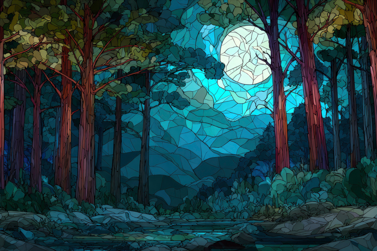 Moonlight Stained Glass Forest example image 1