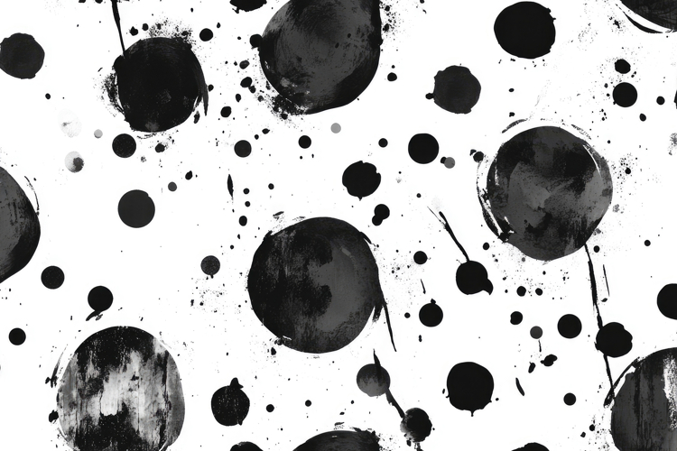 Abstract Black Ink Dots with White Background Wallpaper