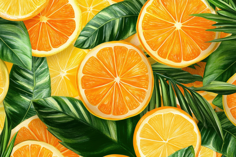 Orange and Green Leaves Background Wallpaper