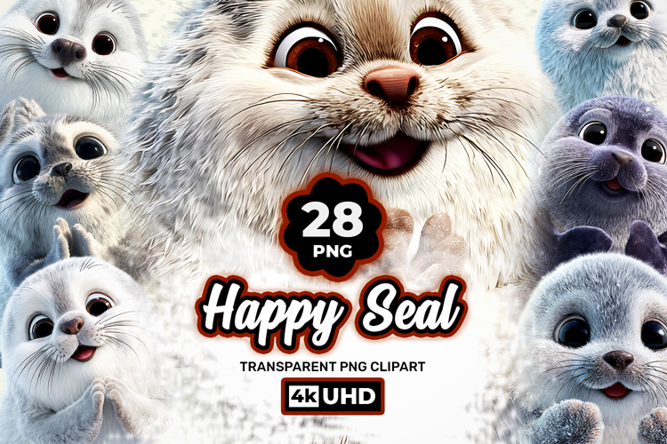 Happy Seal 28 PNG Clipart Bundle 4K UHD Transparent BG