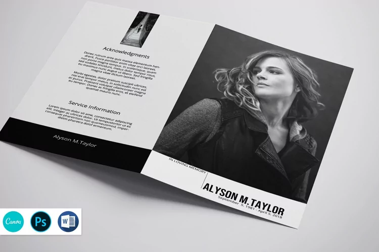 Funeral Program Template, Canva, Ms word and Photoshop