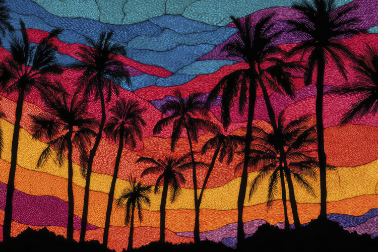 Palm Trees with Colorful Background