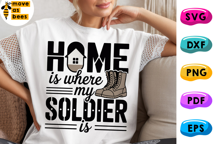 Home Is Where My Soldier Is Svg, Png, Military Mom Shirt Svg example image 1
