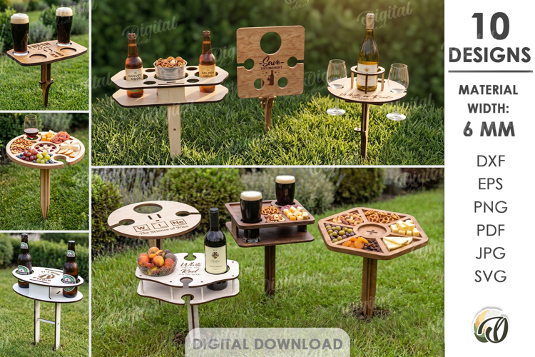 Portable Outdoor Tables Bundle Laser Cut. Folding Table SVG