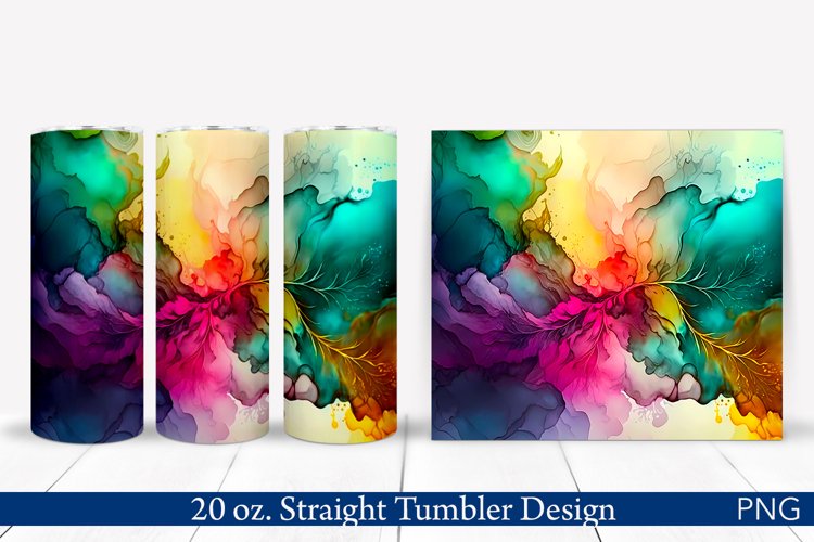 Alcohol Ink Tumbler Wrap | 20 oz Tumbler PNG | Bright Colors