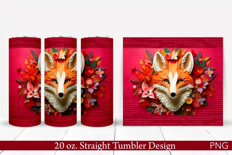 3D Fox Tumbler Wrap | 20 oz. Straight Tumbler