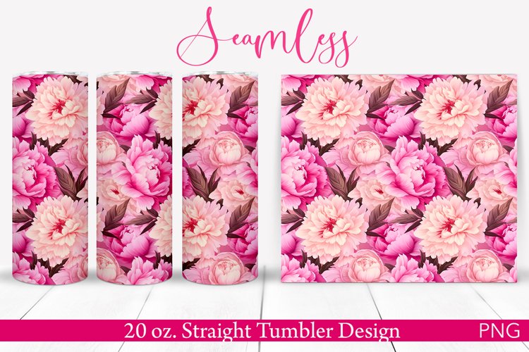 Peonies Seamless Tumbler Wrap | 20 oz. Straight Skinny Dsn example image 1
