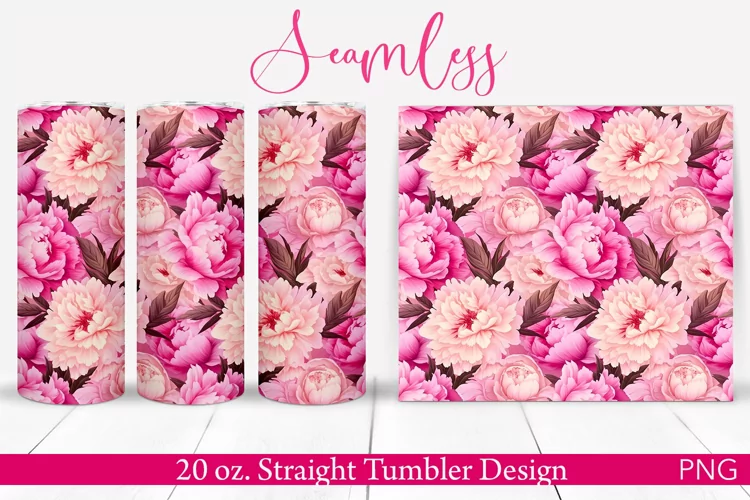 Peonies Seamless Tumbler Wrap | 20 oz. Straight Skinny Dsn