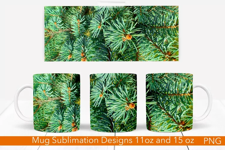 Pine Mug Wrap | 11 and 15 oz. Mug Sublimation Design