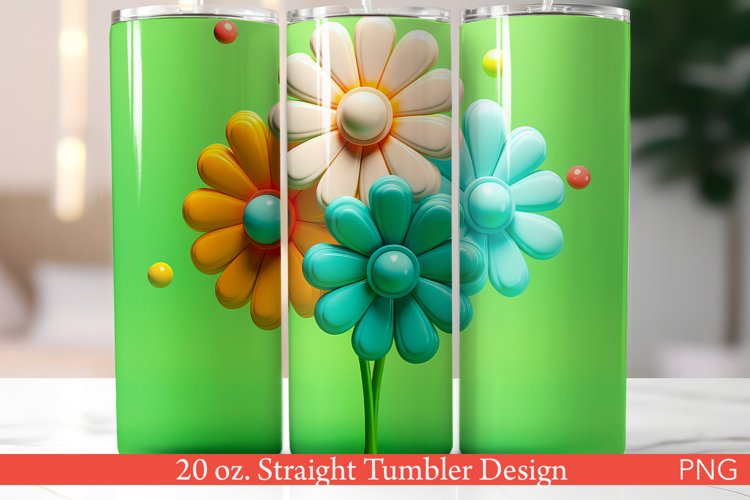 3d Puff Tumbler Wrap | 20 oz. Straight Floral Tumbler example image 1