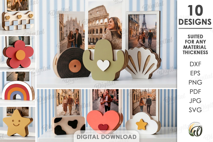 Polaroid Holders Bundle Laser Cut. Photo Stand SVG