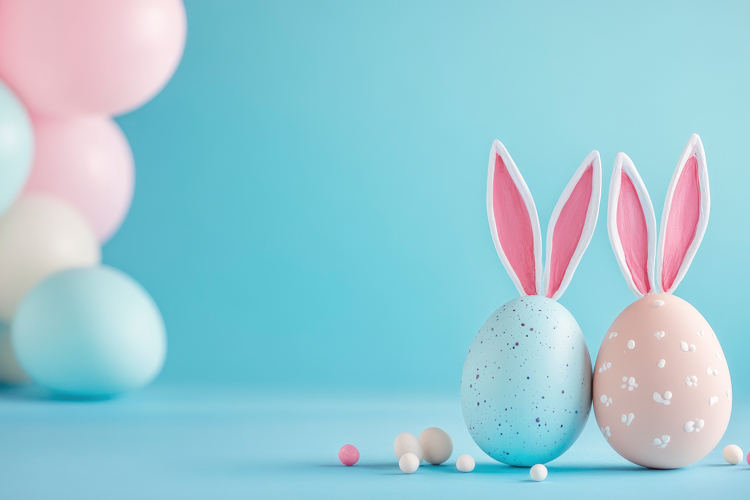 Egg Designed Bunnies Background Wallpaper