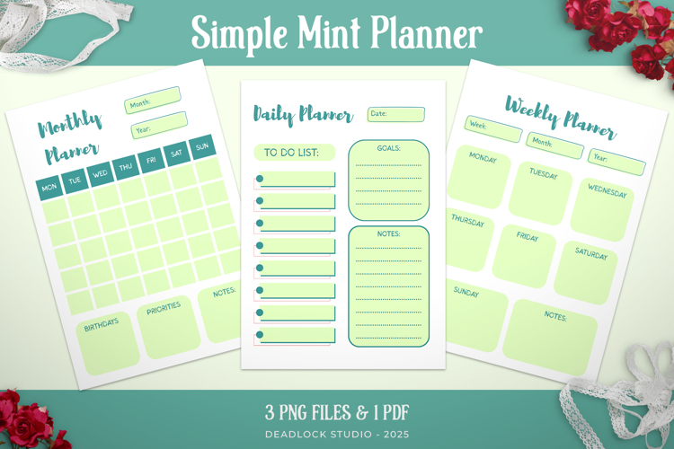 Simple Mint Planner | Daily, Weekly & Monthly Planner