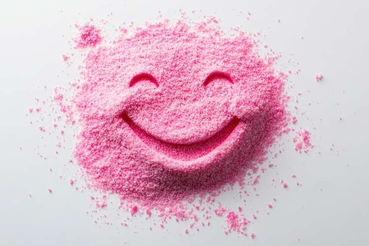 Pink Powder Smile with White Background Wallpaper