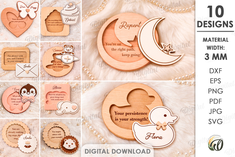 Kids Cards Bundle Laser Cut. Personalized Gift Card SVG