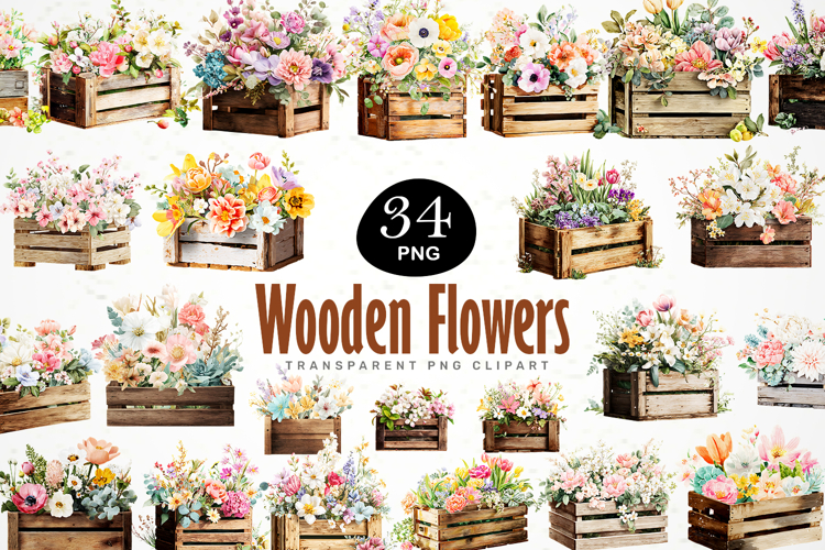 Boots with Flowers Clipart Bundle 40 PNG Transparent BG