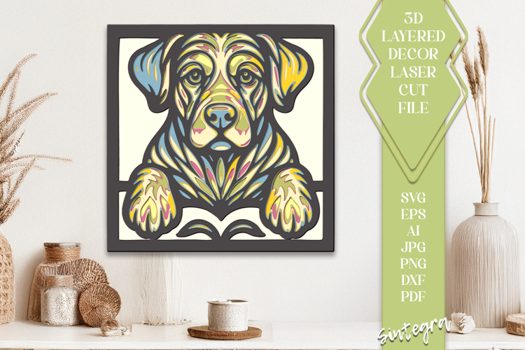 Dog 3D SVG Laser Cut File 8 Layer Animal Design v1