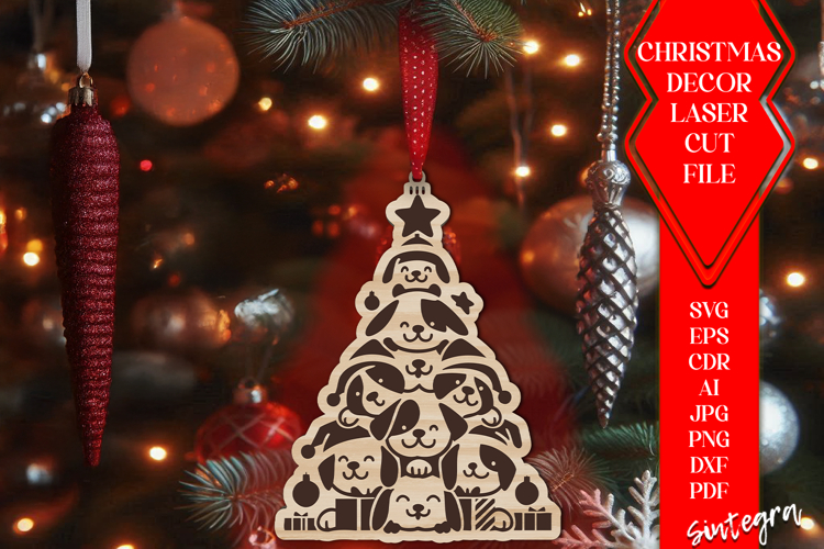 Dog Christmas Tree Baubles SVG Laser Cut Ornament Files v5