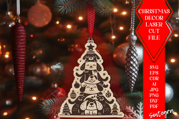 Dog Christmas Tree Baubles SVG Laser Cut Ornament Files v6