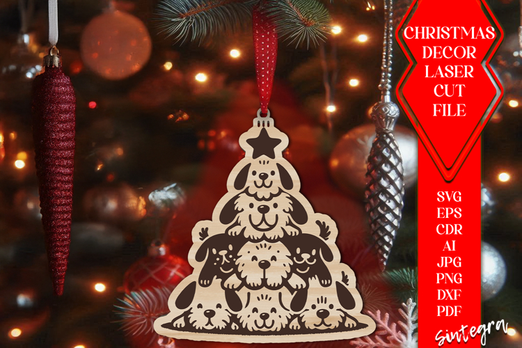 Dog Christmas Tree Baubles SVG Laser Cut Ornament Files v7