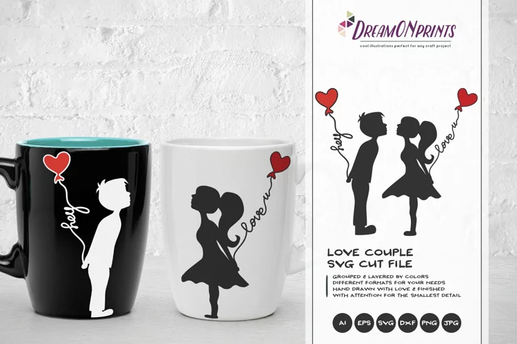 Love Couple SVG - Kissing Boy & Girl SVG