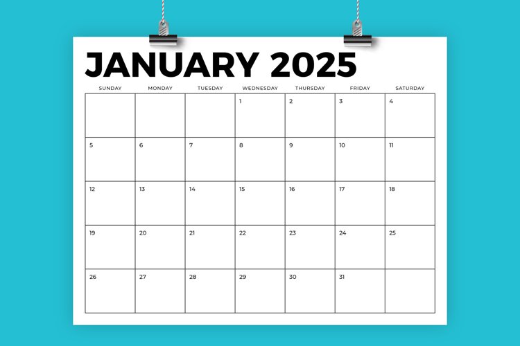 2025 8.5 x 11 Inch Calendar Template (2486953)