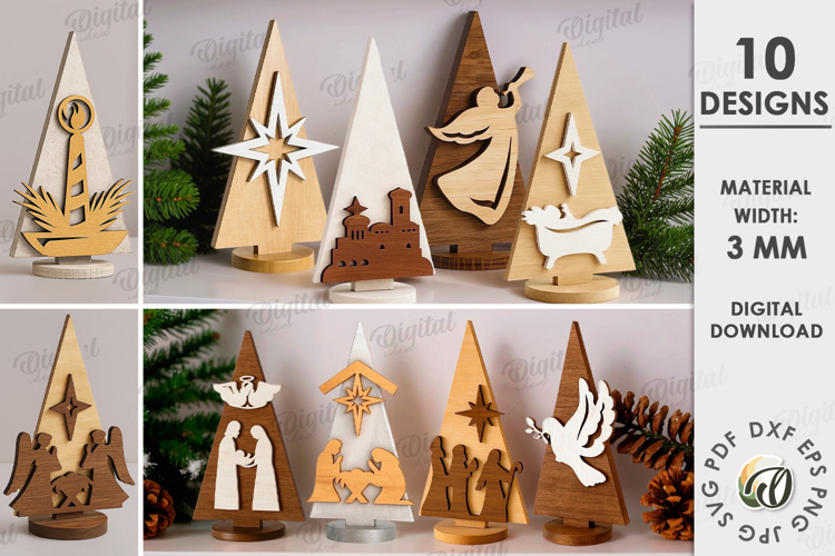 Nativity Tree Bundle Laser Cut. Stand Decor SVG