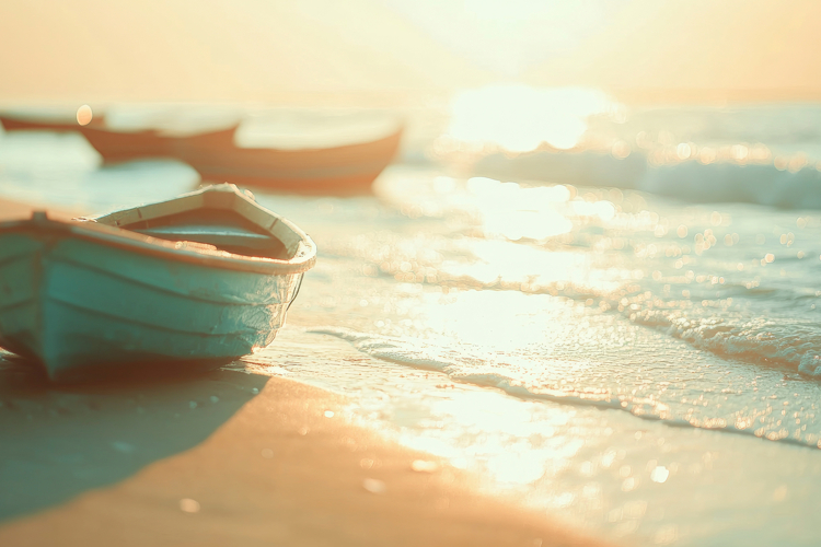Beach Side Boats Background Wallpaper