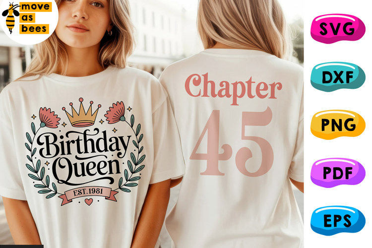 45th Birthday Queen Shirt Svg, Png, Est 1981, Women Shirt