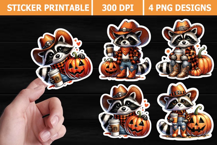 Halloween Raccoon Sticker Designs