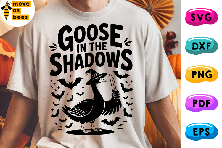 Goose In The Shadows Svg, Png, Silly Goose With Witch Hat example image 1