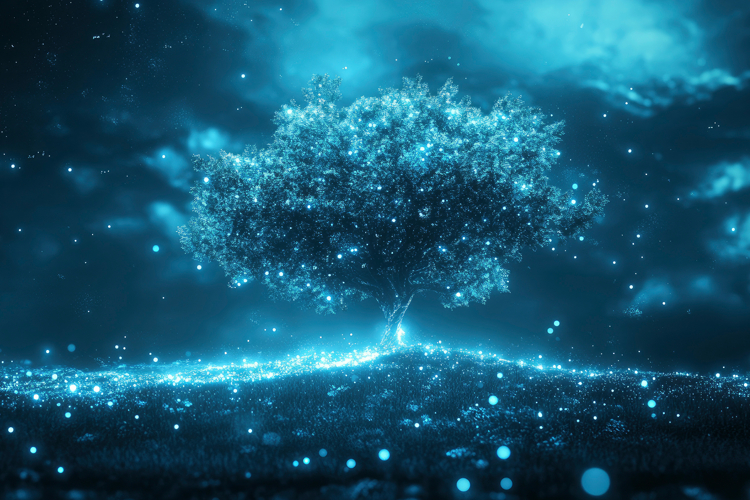 Glowing Digital Tree Background Wallpaper