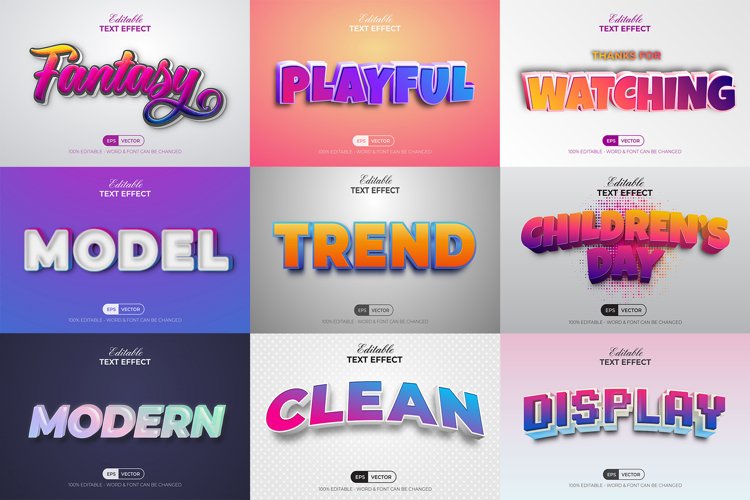 3D Text Effect Colorful Style Bundle example image 1